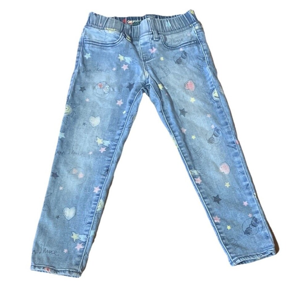Gap Girls  Super Denim Favorite Jeggings In Emoji Print, Ankle size 6 Regular